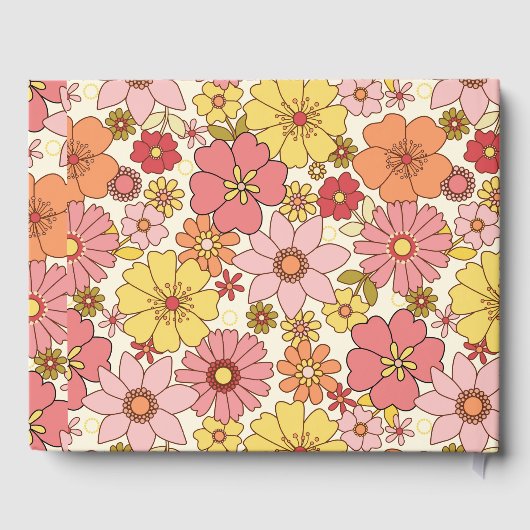 レトロカスタムピンクイエローフローラ卒業パーティー ゲストブック (裏面)