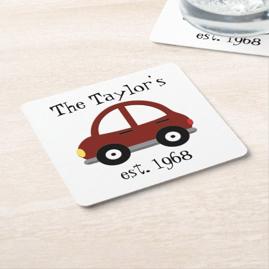 レトロカスタムファミリーカー スクエアペーパーコースター (アングル)