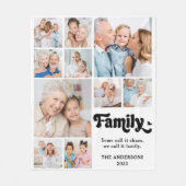 レトロカスタムファミリー10パーソナライズされたフォトコラージュ フリースブランケット (正面)