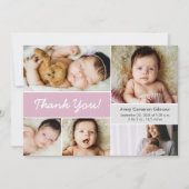 レトロカスタムフォトコラージュベビーガール誕生 サンキューカード (正面)