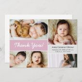 レトロカスタムフォトコラージュベビーガール誕生 サンキューカード (正面/裏面)