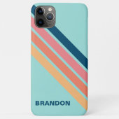 レトロカスタムブルーコーラルオレンジイエローアートストライプ Case-Mate iPhoneケース (裏面)