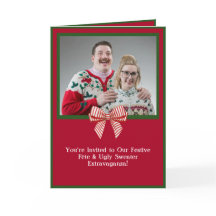 レトロカスタムホリデー醜いセーターパーティの招待状