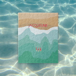 レトロカスタムミニマリストワイルドスイミング海 ジグソーパズル