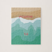 レトロカスタムミニマリストワイルドスイミング海 ジグソーパズル (縦)