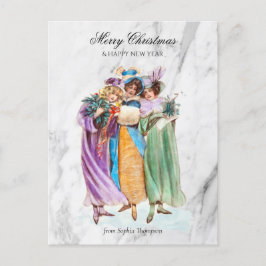 レトロカスタムヴィンテージクリスマスパーティーレディース シーズンポストカード