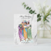 レトロカスタムヴィンテージクリスマスパーティーレディース シーズンポストカード (スタンド正面)