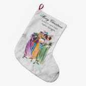 レトロカスタムヴィンテージクリスマスパーティーレディース ラージクリスマスストッキング (正面 (吊り時))