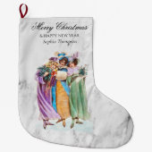 レトロカスタムヴィンテージクリスマスパーティーレディース ラージクリスマスストッキング (正面)