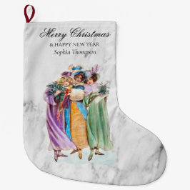 レトロカスタムヴィンテージクリスマスパーティーレディース ラージクリスマスストッキング