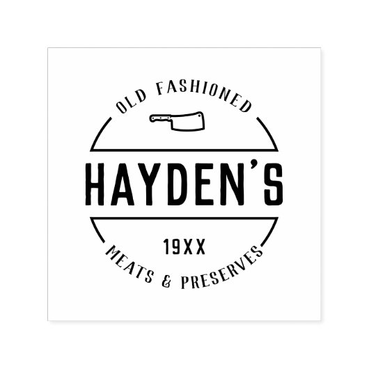 レトロカスタムヴィンテージブッチャーのビジネスロゴ セルフインキングスタンプ (デザイン)