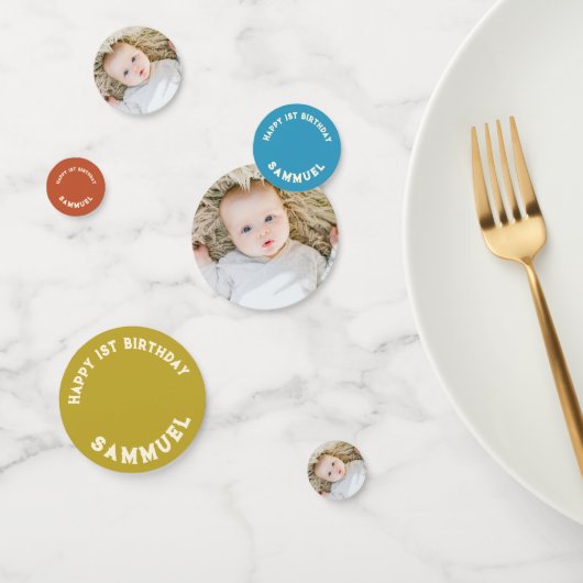 レトロカスタムヴィンテージベビー写真1st birthday コンフェッティ (グループ)