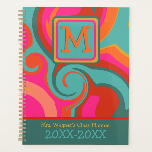 レトロカスタム先生抽象芸術カラフルイニシャル プランナー手帳 (正面)