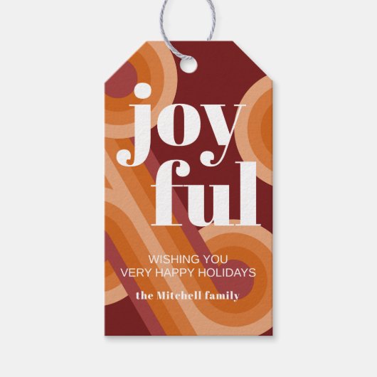 レトロカスタム抽象芸術波芸術パターン ギフトタグ (正面)