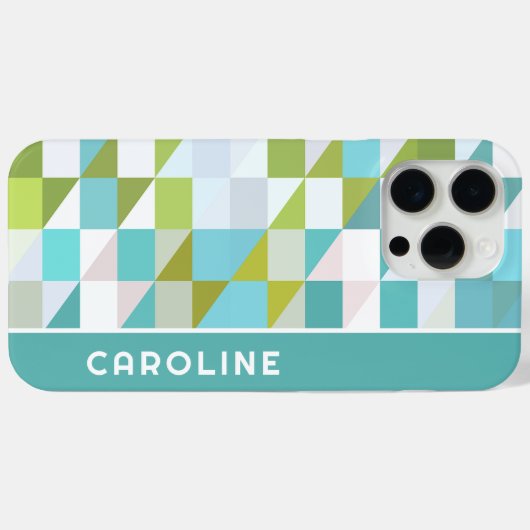 レトロカスタム正方形の三角形ポリゴンアートパターン Case-Mate iPhoneケース (裏面 (横))