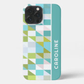 レトロカスタム正方形の三角形ポリゴンアートパターン iPhoneケース (裏面)