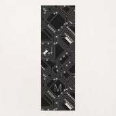 レトロカスタム白黒コンピュータ回路基板 ヨガマット (正面)