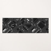 レトロカスタム白黒コンピュータ回路基板 ヨガマット (正面(横))