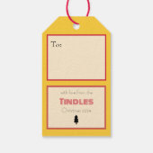 レトロカスタム紙スタンプとゴールデンスノーフレーク ギフトタグ (裏面)