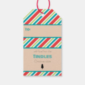レトロカスタム紙スタンプストライプサンタクロースキャンディ ギフトタグ (裏面)