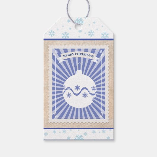 レトロカスタム紙スタンプメリークリスマスオーナメント ギフトタグ (正面)
