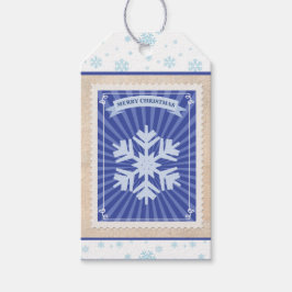 レトロカスタム紙スタンプメリークリスマススノーフレーク ギフトタグ