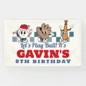 レトロカスタム野球バースデーパーティービニールアウトドア 横断幕 (横)