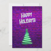 レトロカスタム80sネオングリーンウォールクリスマスツリー シーズンカード (正面)