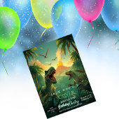 レトロカスタムT-Rex恐竜子供誕生日 招待状