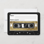 レトロカセットテープウェディングRSVP発表 招待状 (裏面)