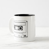 レトロカセットテープグランジ音楽 ツートーンマグカップ (正面左)