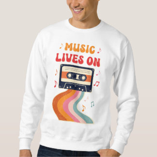 レトロカセットテープシャツ – Music Lives Onヴィンテージ スウェットシャツ