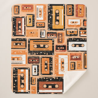 レトロカセットテープシームレスパターン シェルパブランケット