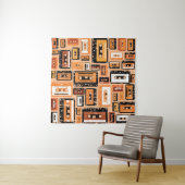 レトロカセットテープシームレスパターン タペストリー (インサイチュ(横))