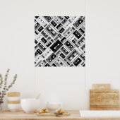 レトロカセットテープパターン ポスター (キッチン)