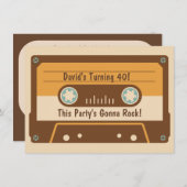 レトロカセットテープパーティの招待状 招待状 (正面/裏面)