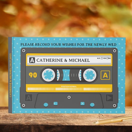 レトロカセットテープミュージカルポップ・アートのおもしろい結婚アート ゲストブック