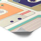 レトロカセットテープヴィンテージパターン。 ポスター (角)