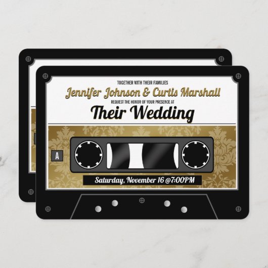 レトロカセットテープ結婚式招待状 招待状 (正面/裏面)