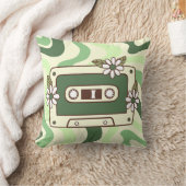 レトロカセットテープ花付き クッション (ブランケット)