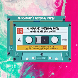 レトロカセットテープ誕生日招待状 招待状