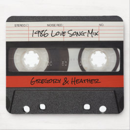 レトロカセットテープ赤黒 マウスパッド