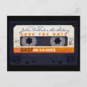 レトロカセットテープ60歳の誕生日PCの日付を保存 案内ポストカード (正面)