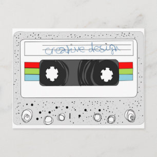 レトロカセットテープ80sスタイル ポストカード