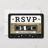 レトロカセットテープ ウェディング RSVP 発表 招待状 (正面)