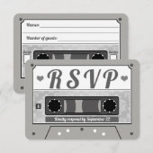 レトロカセットテープ ウェディング RSVP 発表 招待状 (正面/裏面)