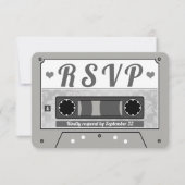 レトロカセットテープ ウェディング RSVP 発表 招待状 (正面)