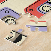 レトロカセットテープ:シームレスパターン。 ジグソーパズル (側面)