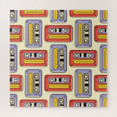 レトロカセットテープ:シームレスパターン。 ジグソーパズル (横)