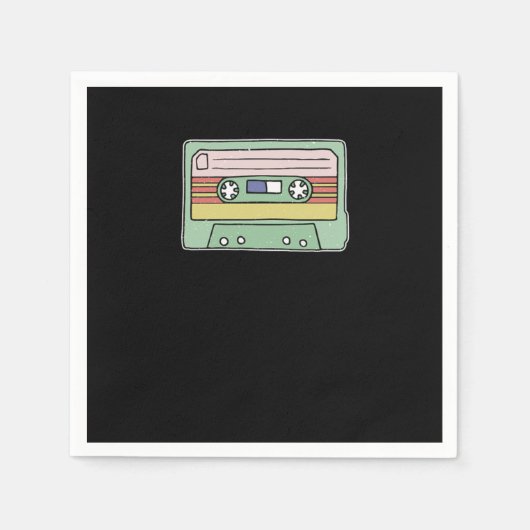レトロカセットテープ スタンダードカクテルナプキン (正面)